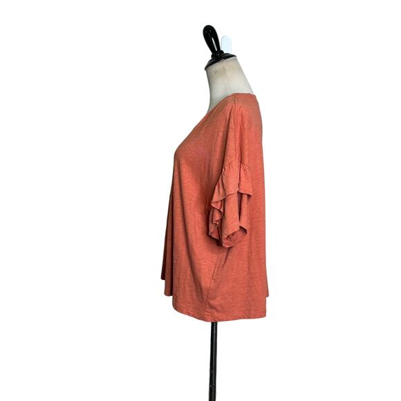 Monoprix Femme orange short ruffle sleeves top size 3 - XL - Picture 7 of 8